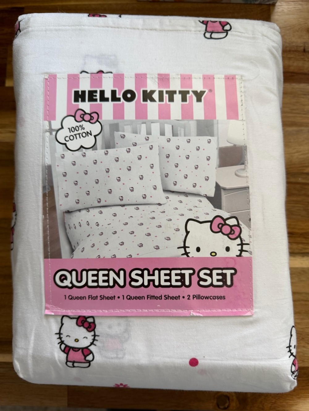 Hello Kitty Queen Sheet Set - White and Pink
